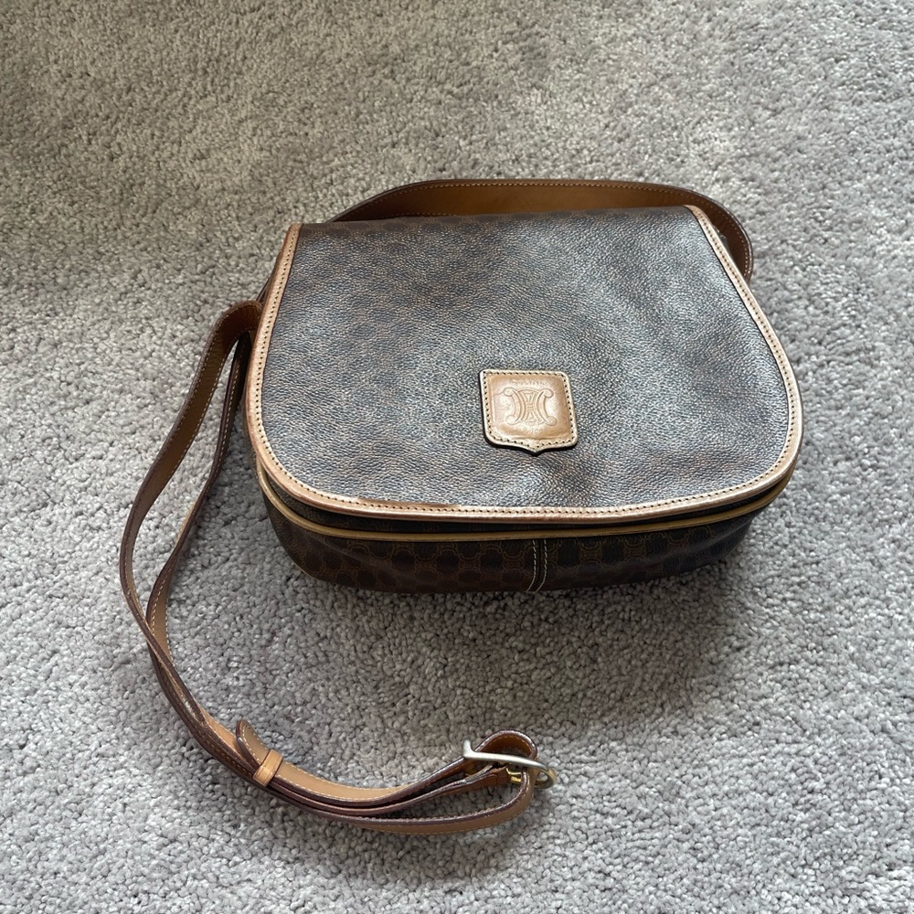 Celine Brown Macadam crossbody bag